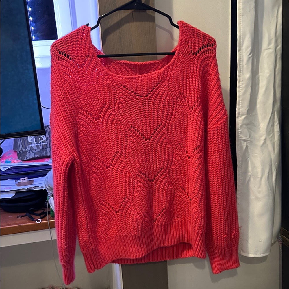 SHEIN Vibrant Coral Knit Sweater